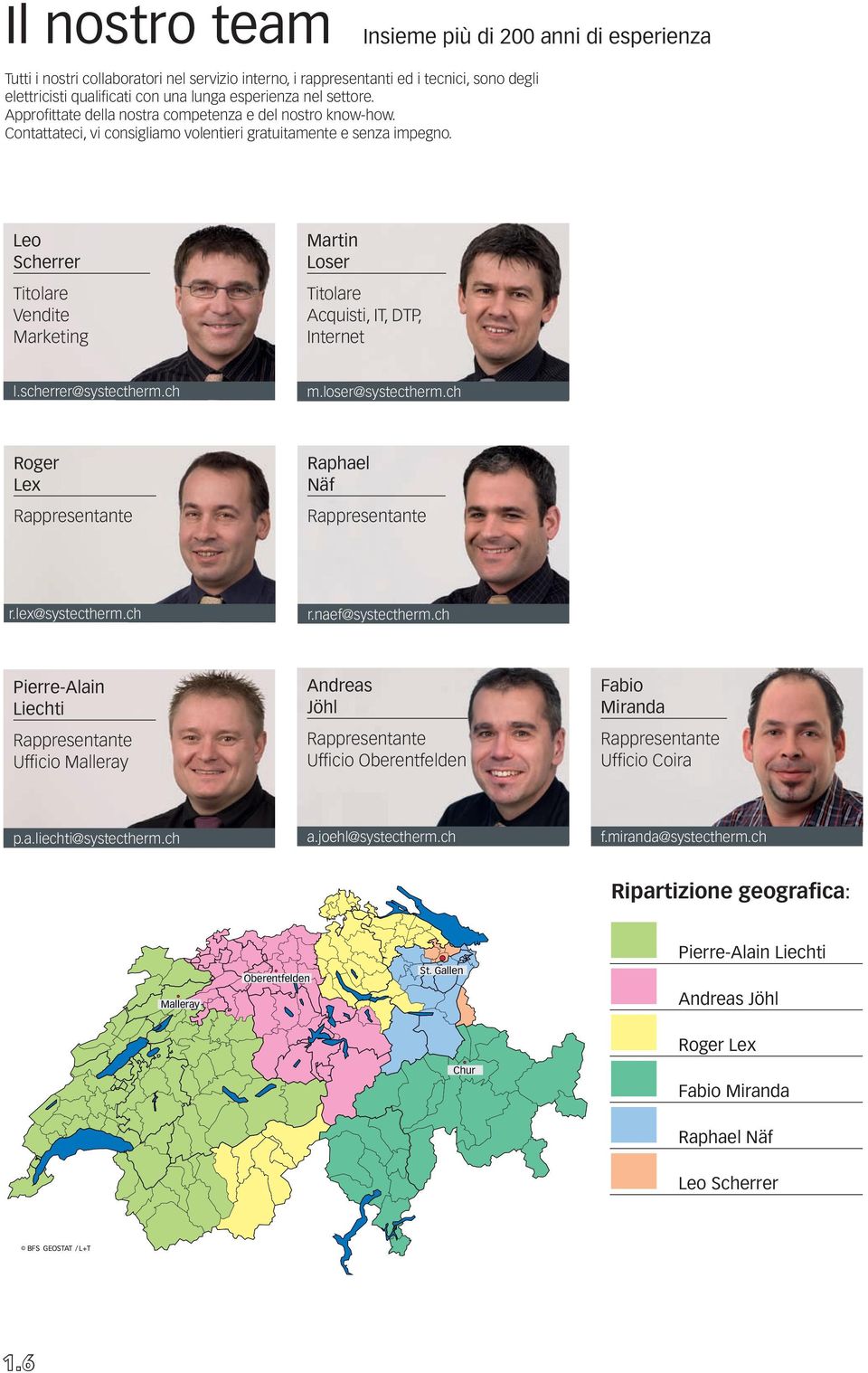 Leo Scherrer Titolare Vendite Marketing Martin Loser Titolare Acquisti, IT, DTP, Internet l.scherrer@systectherm.ch m.loser@systectherm.ch Roger Lex Rappresentante Raphael Näf Rappresentante r.