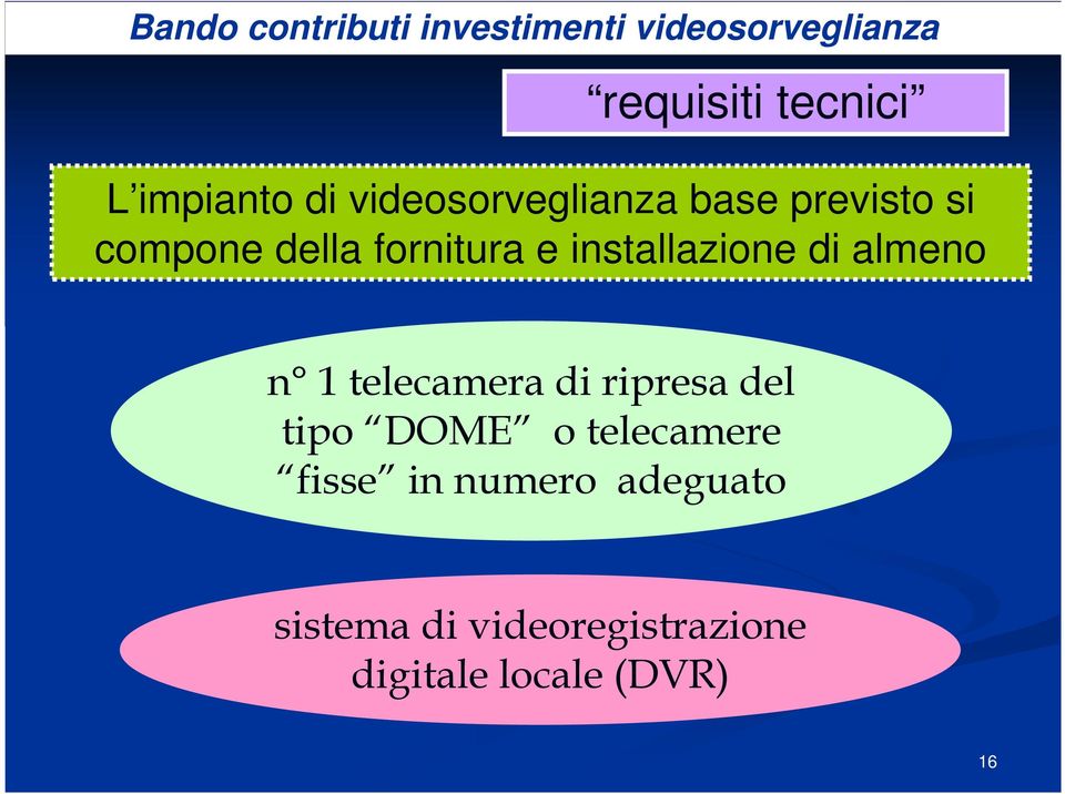 n 1 telecamera di ripresa del tipo DOME o telecamere fisse in