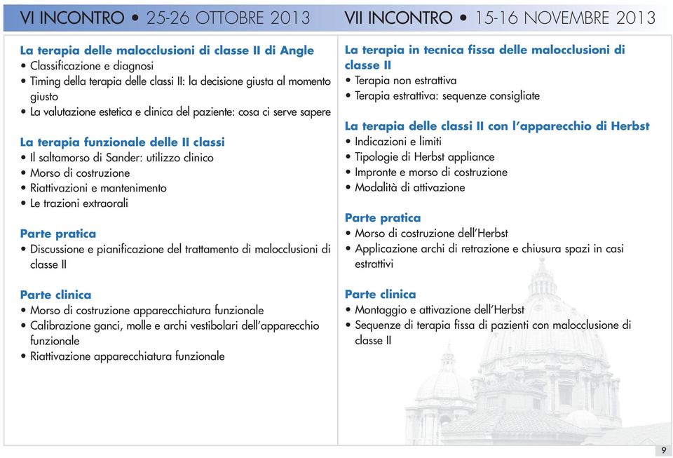 Riattivazioni e mantenimento Le trazioni extraorali Discussione e pianificazione del trattamento di malocclusioni di classe II Parte clinica Morso di costruzione apparecchiatura funzionale