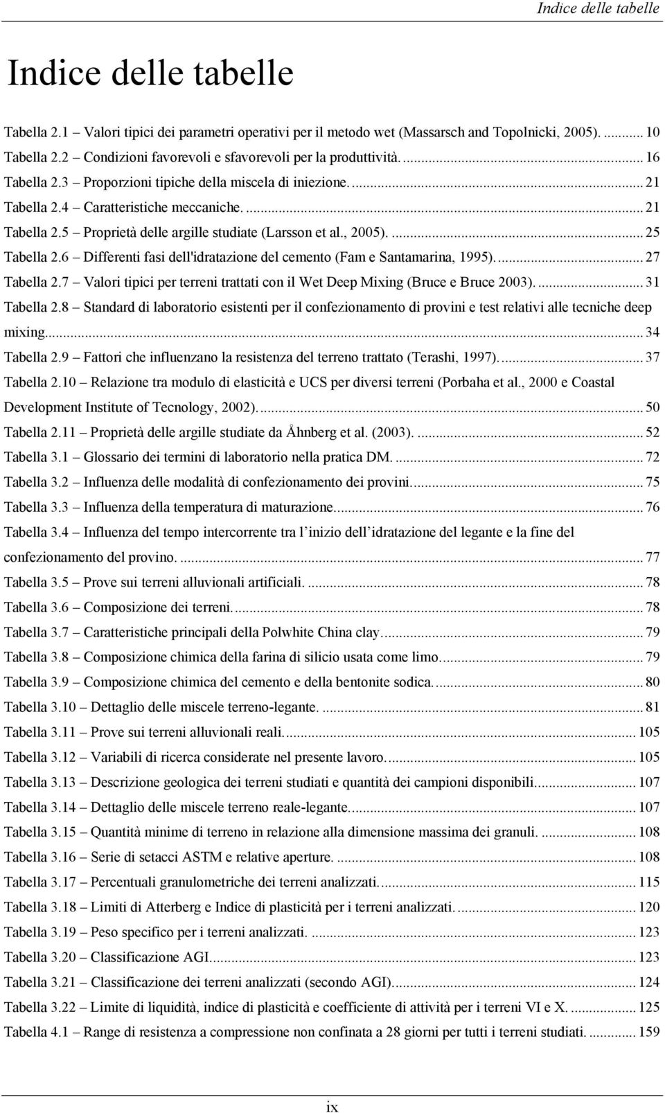 , 2005).... 25 Tabella 2.6 Differenti fasi dell'idratazione del cemento (Fam e Santamarina, 1995)... 27 Tabella 2.7 Valori tipici per terreni trattati con il Wet Deep Mixing (Bruce e Bruce 2003).