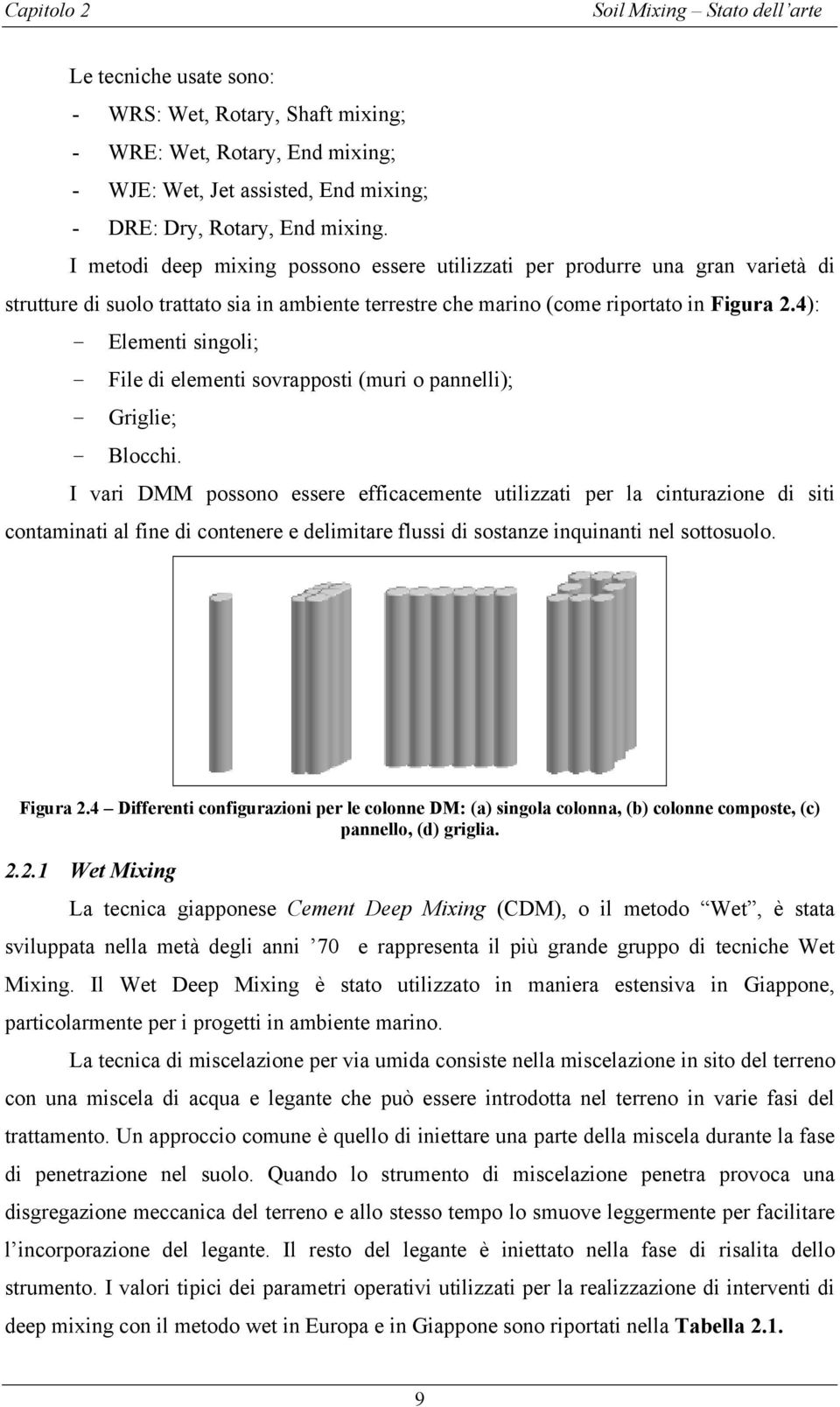 4): - Elementi singoli; - File di elementi sovrapposti (muri o pannelli); - Griglie; - Blocchi.