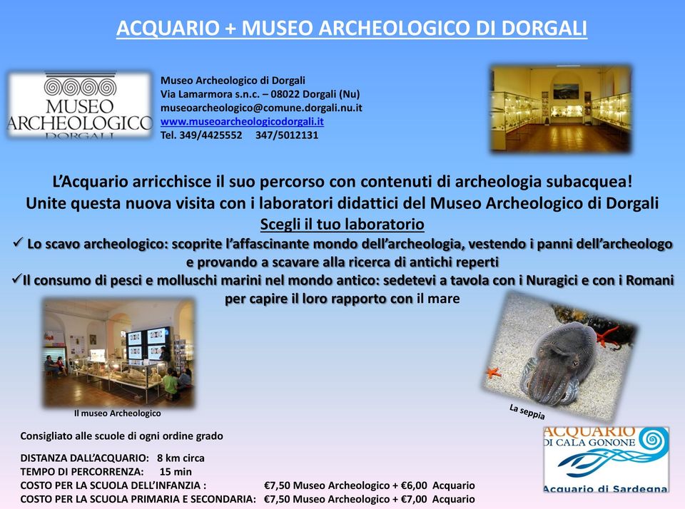 Unite questa nuova visita con i laboratori didattici del Museo Archeologico di Dorgali Scegli il tuo laboratorio Lo scavo archeologico: scoprite l affascinante mondo dell archeologia, vestendo i