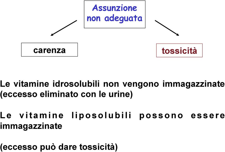 (eccesso eliminato con le urine) Le vitamine