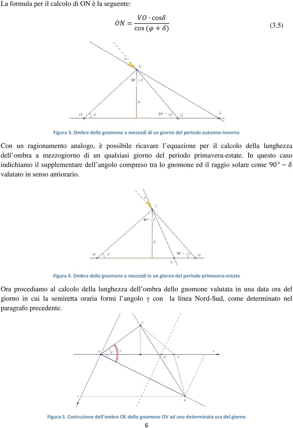 qualsiasi giorno del periodo primavera-estate. In questo caso indichiamo il supplementare dell angolo l angolo compreso tra lo gnomone ed il raggio solare come 90 valutato in senso antiorario.