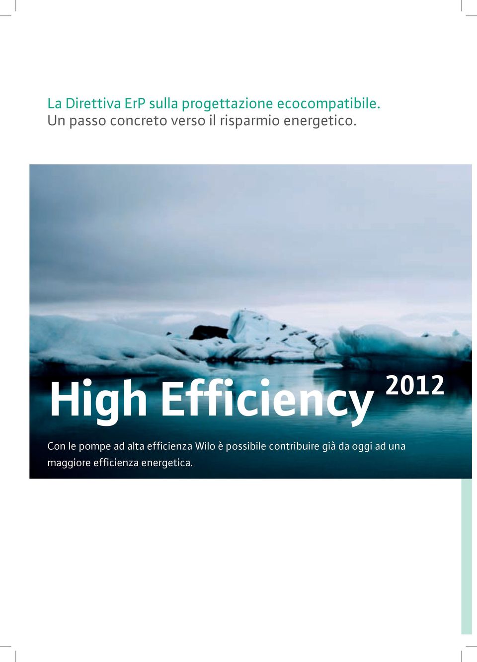 High Efficiency 2012 Con le pompe ad alta efficienza Wilo