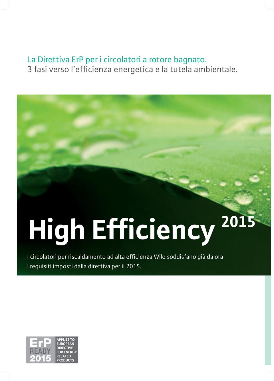 High Efficiency 2015 I circolatori per riscaldamento ad alta