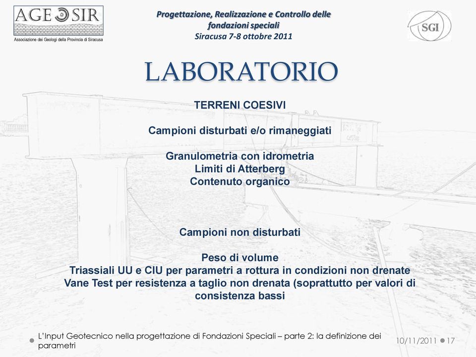 Peso di volume Triassiali UU e CIU per a rottura in condizioni non drenate Vane