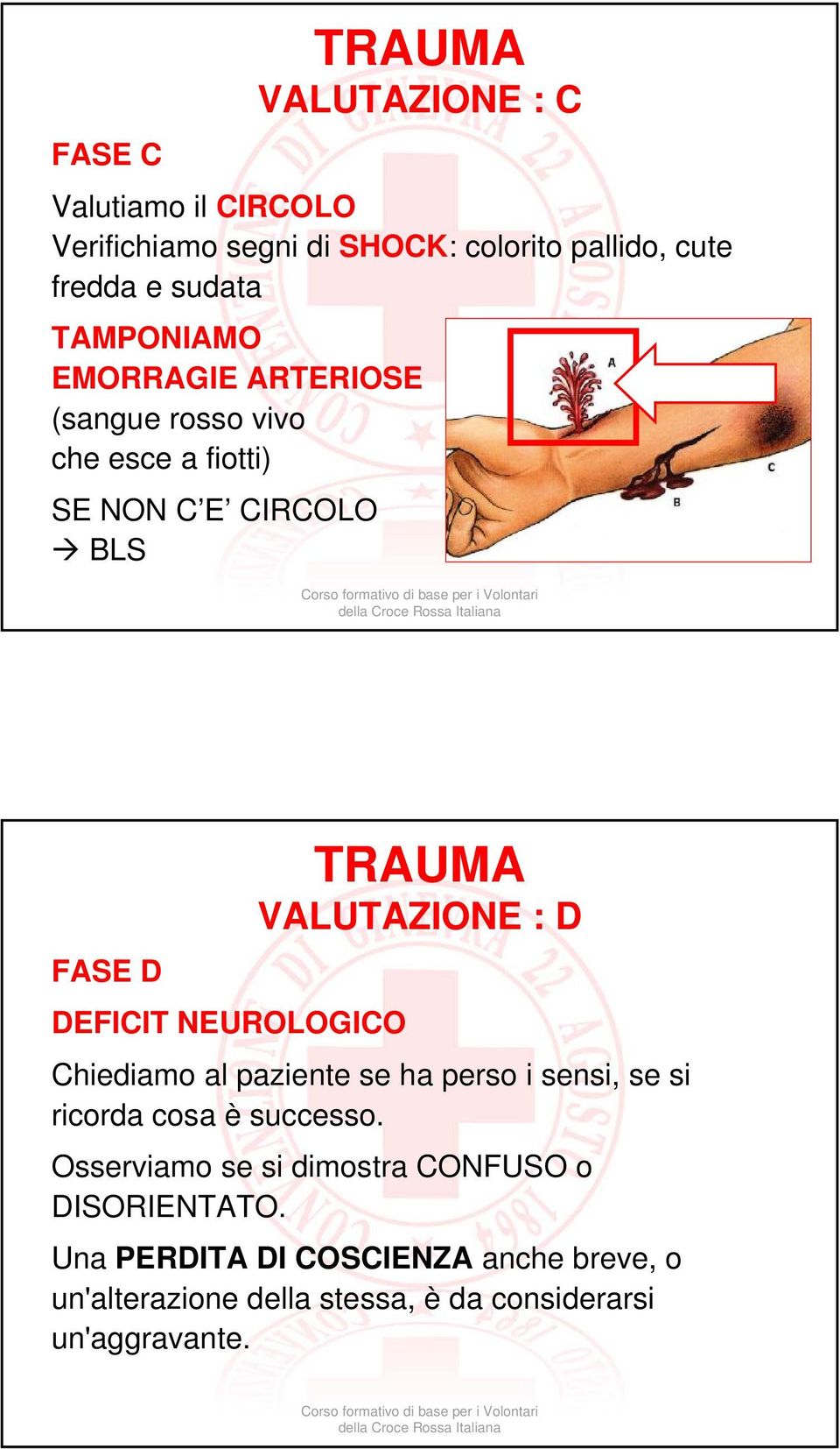 TRAUMA VALUTAZIONE : D Chiediamo al paziente se ha perso i sensi, se si ricorda cosa è successo.