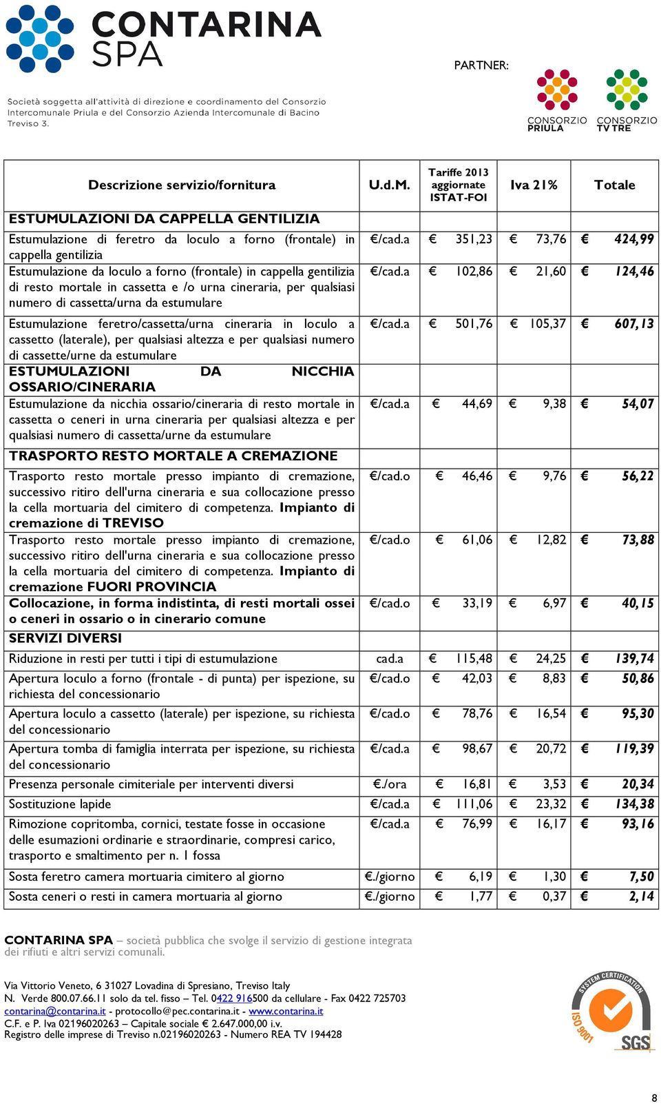 numero di cassette/urne da estumulare ESTUMULAZIONI DA NICCHIA OSSARIO/CINERARIA Estumulazione da nicchia ossario/cineraria di resto mortale in cassetta o ceneri in urna cineraria per qualsiasi