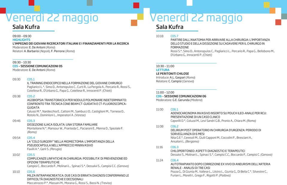 , Antonopulos C., Curti R., La Pergola A., Percario R., Rossi S., Cotellese R., D Urbano G., Papa G., Cotellese R., Innocenti P. (Chieti) 09:38 C05.