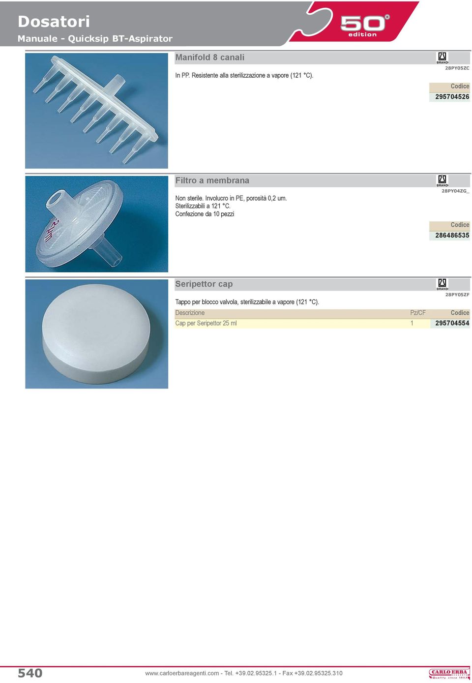 Confezione da 10 pezzi 28PY04ZG_ 286486535 Seripettor cap 28PY05ZF Tappo per blocco valvola, sterilizzabile a vapore