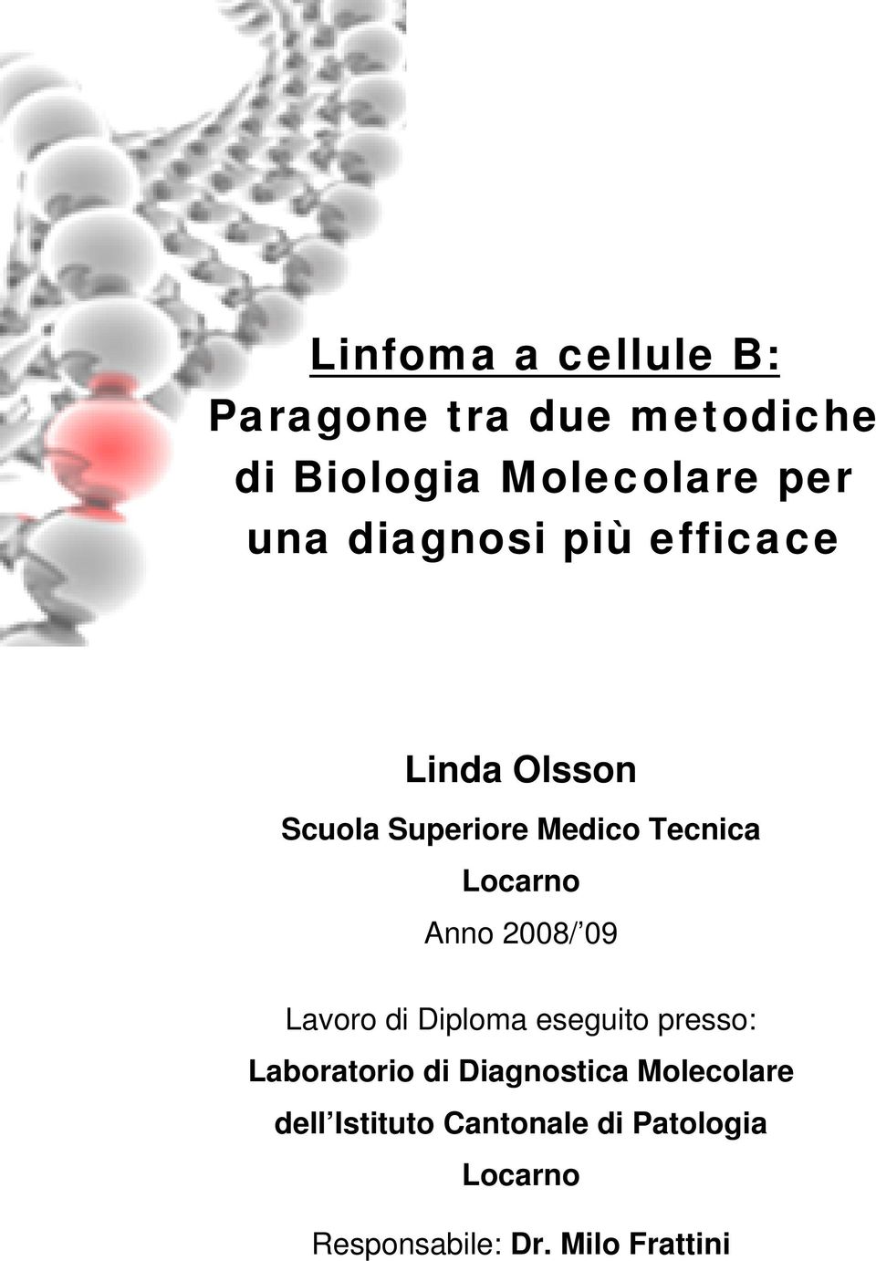 2008/ 09 Lavoro di Diploma eseguito presso: Laboratorio di Diagnostica