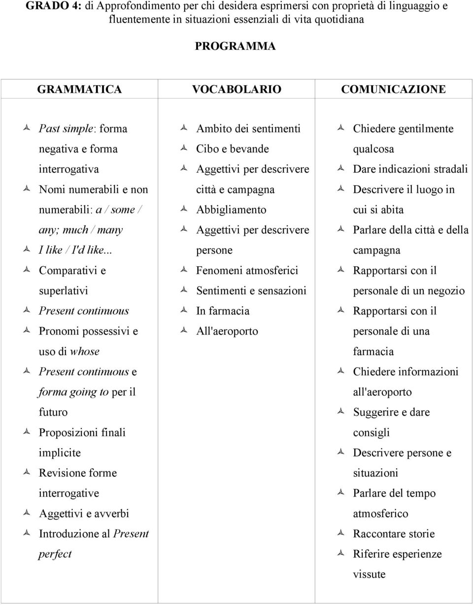 .. Comparativi e superlativi Present continuous Pronomi possessivi e uso di whose Present continuous e forma going to per il futuro Proposizioni finali implicite Revisione forme interrogative