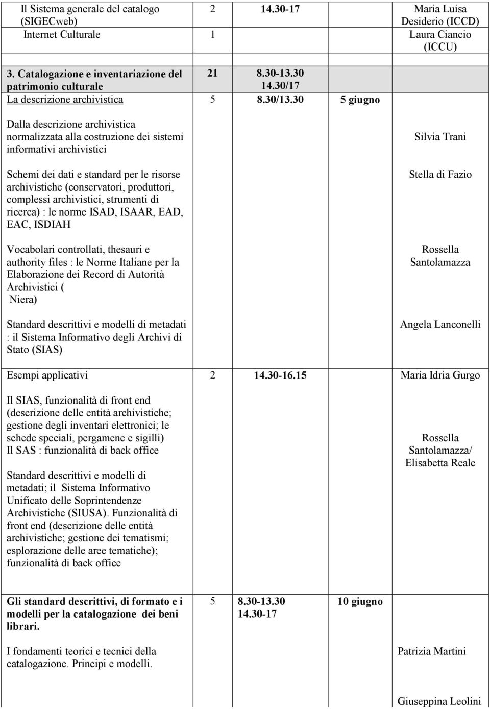 30 5 giugno Dalla descrizione archivistica normalizzata alla costruzione dei sistemi informativi archivistici Schemi dei dati e standard per le risorse archivistiche (conservatori, produttori,