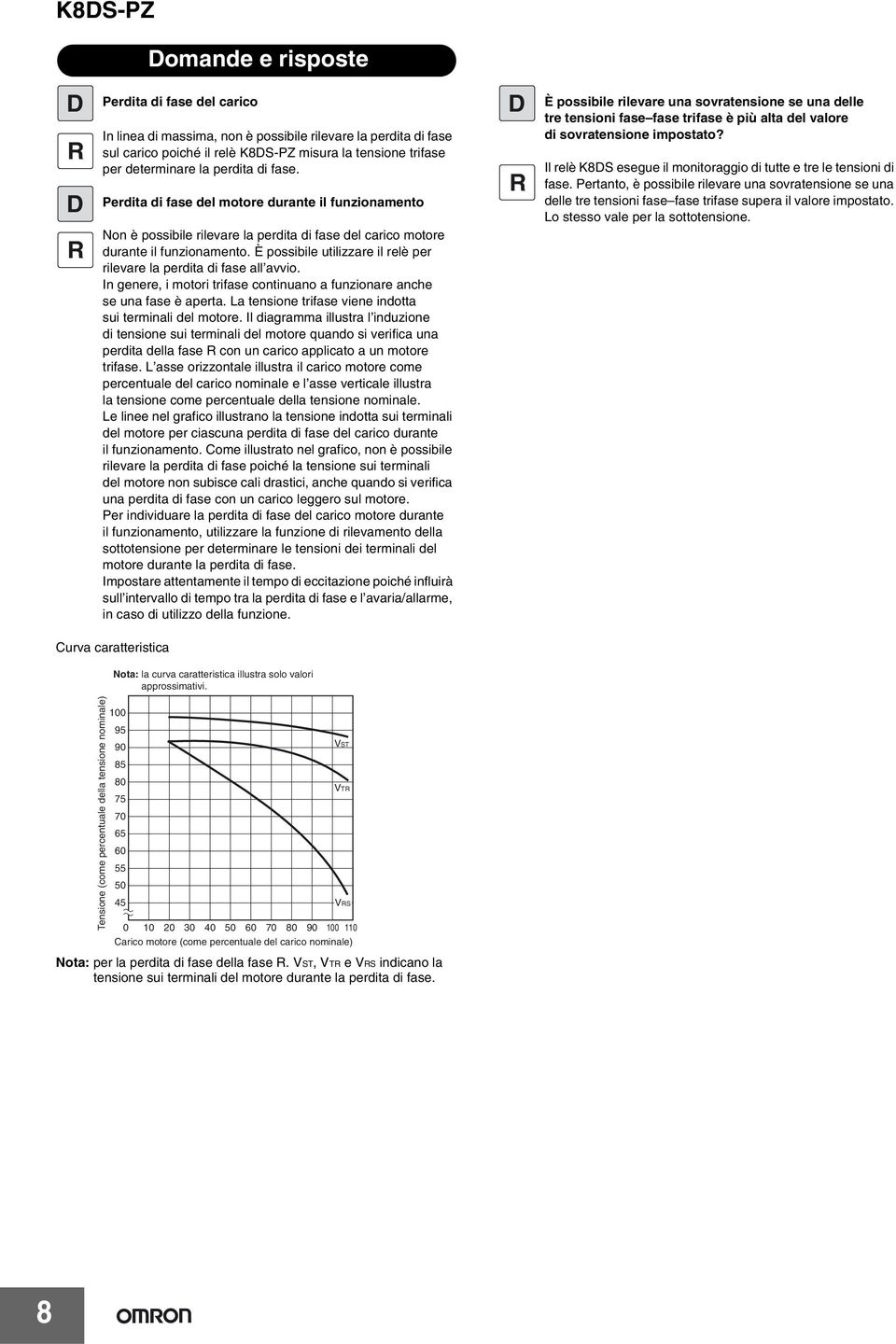 È possibile utilizzare il relè per rilevare la perdita di fase all avvio. In genere, i motori trifase continuano a funzionare anche se una fase è aperta.