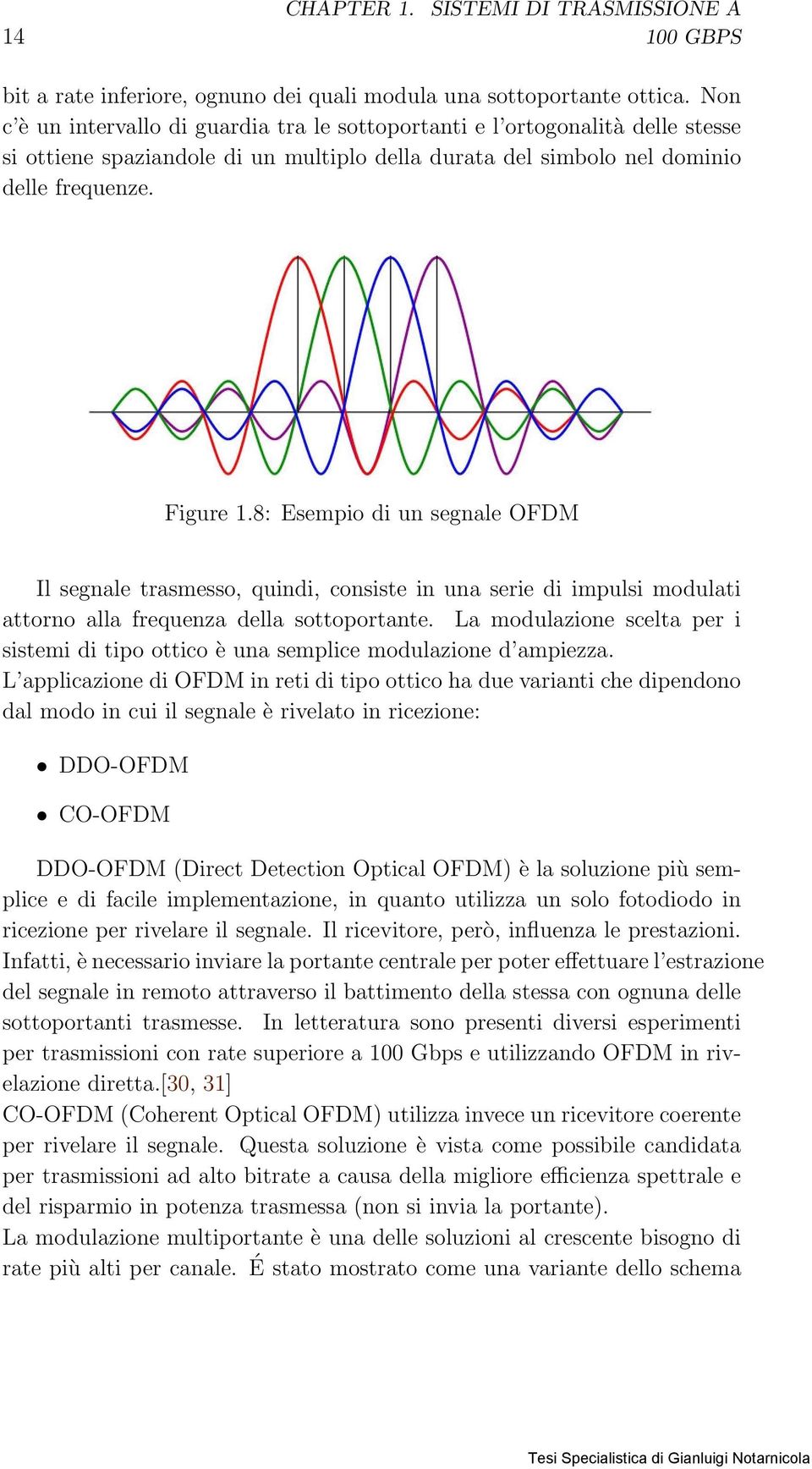 8: Esempio di un segnale OFDM Il segnale trasmesso, quindi, consiste in una serie di impulsi modulati attorno alla frequenza della sottoportante.