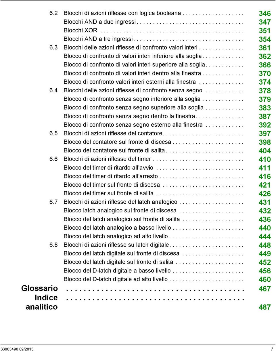 ............ 362 Blocco di confronto di valori interi superiore alla soglia............ 366 Blocco di confronto di valori interi dentro alla finestra.