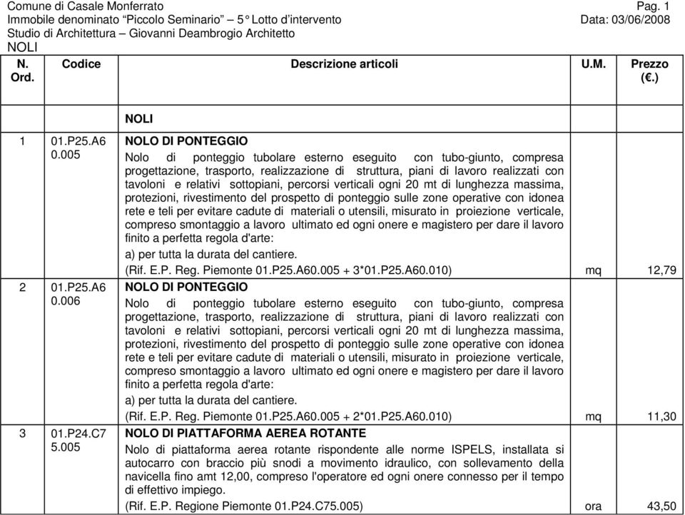 sottopiani, percorsi verticali ogni 20 mt di lunghezza massima, protezioni, rivestimento del prospetto di ponteggio sulle zone operative con idonea rete e teli per evitare cadute di materiali o