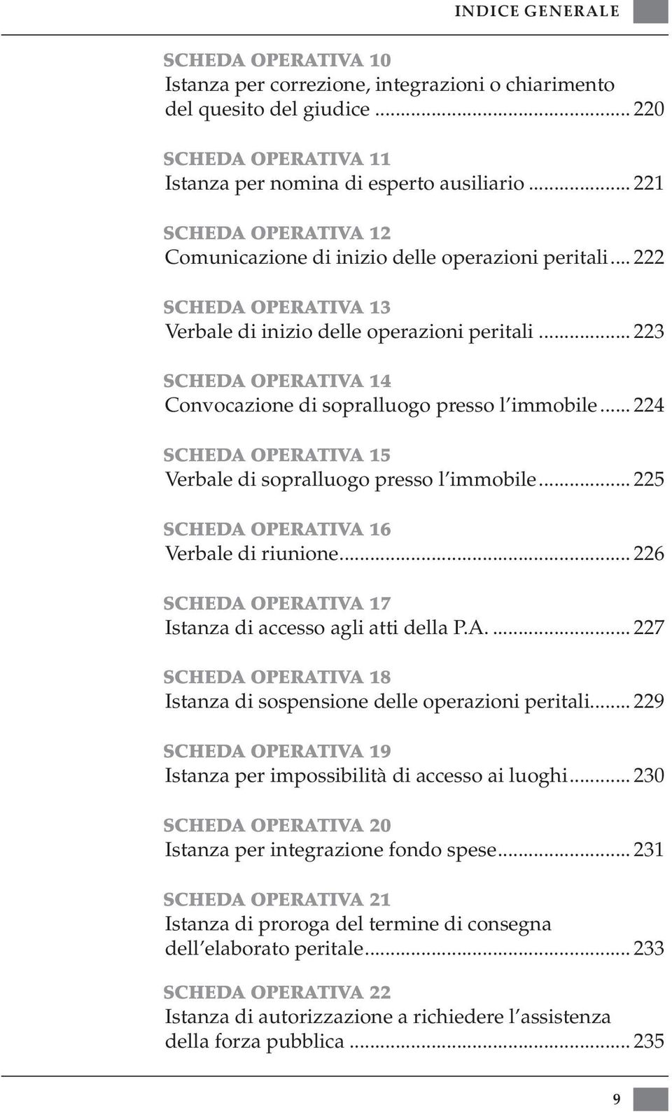 .. 223 SCHEDA OPERATIVA 14 Convocazione di sopralluogo presso l immobile... 224 SCHEDA OPERATIVA 15 Verbale di sopralluogo presso l immobile... 225 SCHEDA OPERATIVA 16 Verbale di riunione.