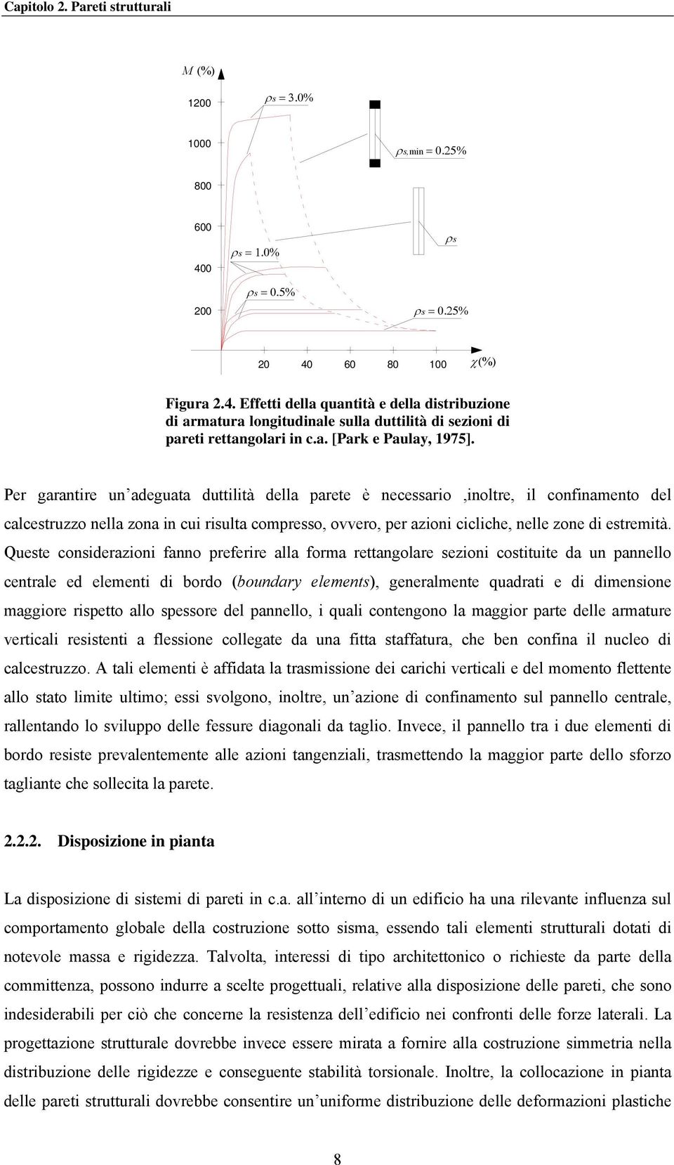 Per garantire un adeguata duttilità della parete è neessario,inoltre, il onfinamento del alestruzzo nella zona in ui risulta ompresso, ovvero, per azioni ilihe, nelle zone di estremità.