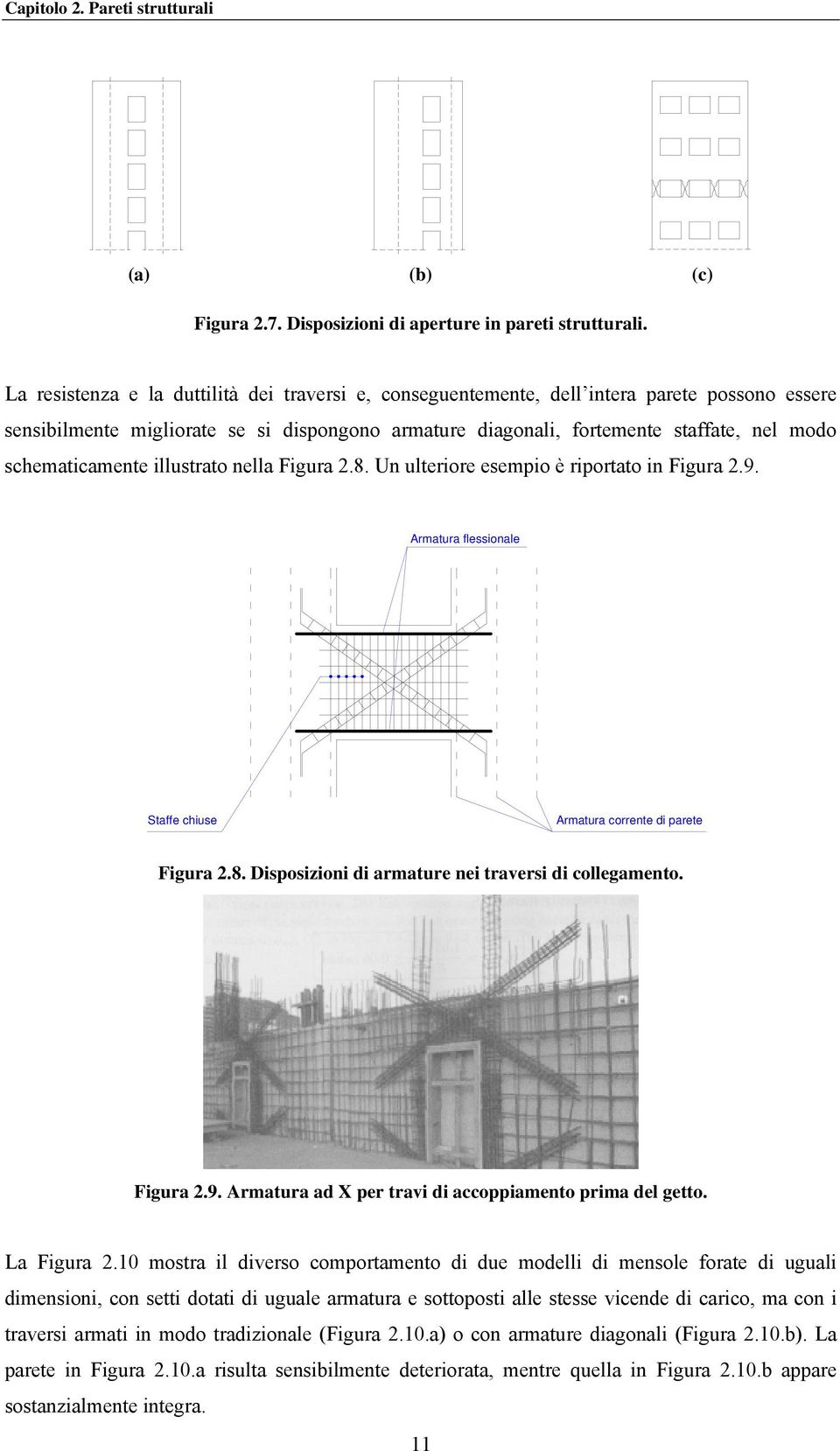 shematiamente illustrato nella Figura.8. Un ulteriore esempio è riportato in Figura.9. Armatura flessionale Staffe hiuse Armatura orrente di parete Figura.8. Disposizioni di armature nei traversi di ollegamento.