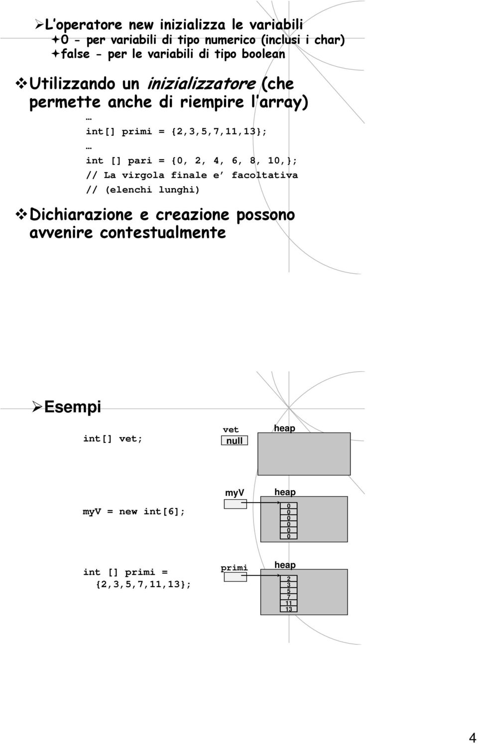 2, 4, 6, 8, 10,; // La virgola finale e facoltativa // (elenchi lunghi) Dichiarazione e creazione possono avvenire