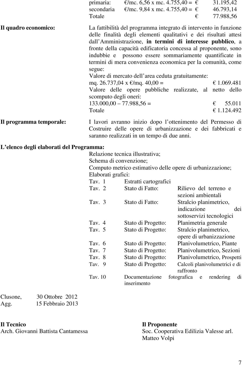 Amministrazione, in termini di interesse pubblico, a fronte della capacità edificatoria concessa al proponente, sono indubbie e possono essere sommariamente quantificate in termini di mera