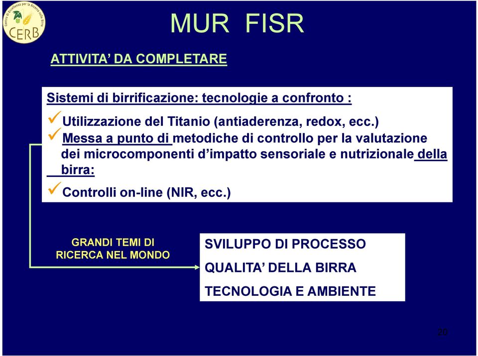 ) Messa a punto di metodiche di controllo per la valutazione dei microcomponenti d impatto