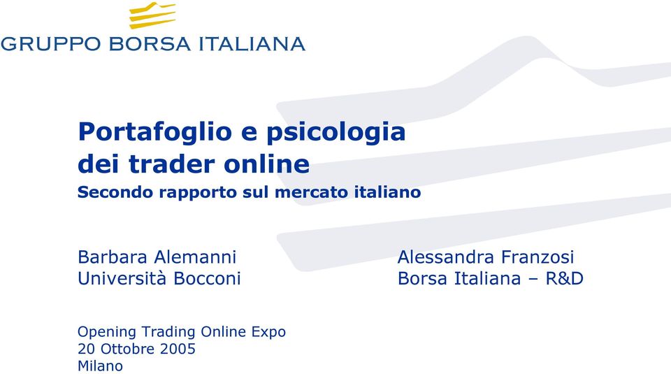 Università Bocconi Alessandra Franzosi Borsa