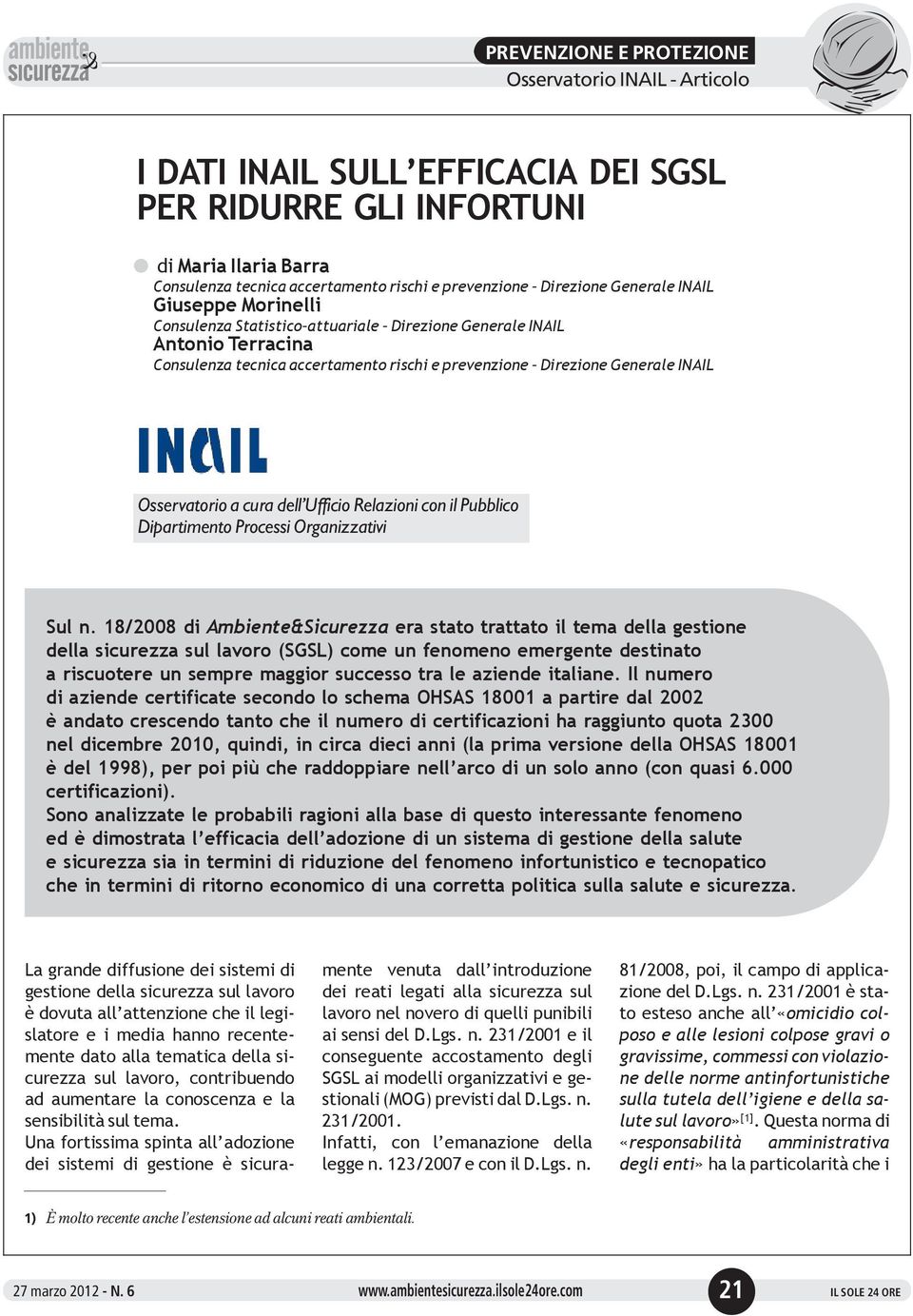 Pubblico Dipartimento Processi Organizzativi Sul n.