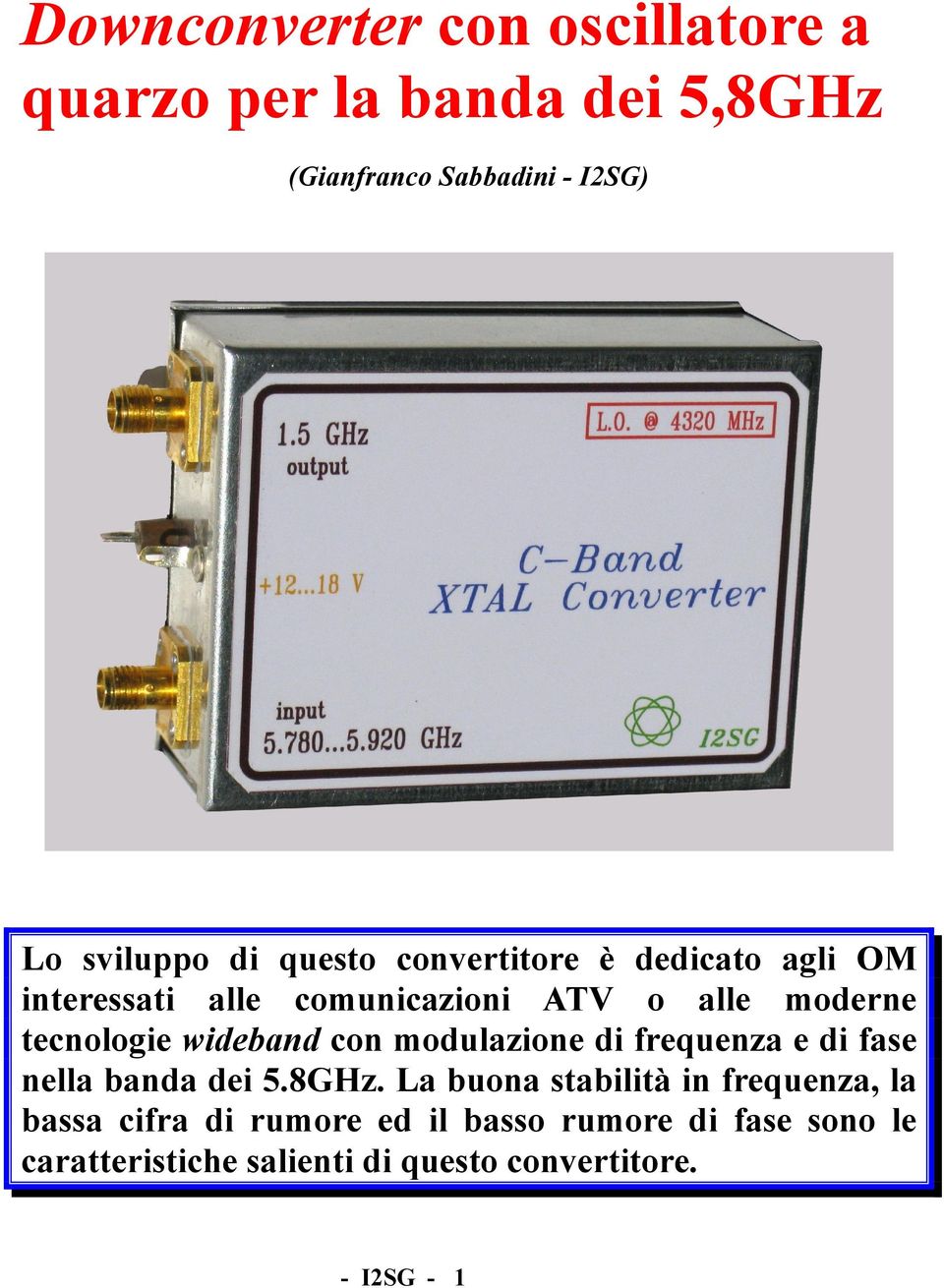 wideband con modulazione di frequenza e di fase nella banda dei 5.8GHz.