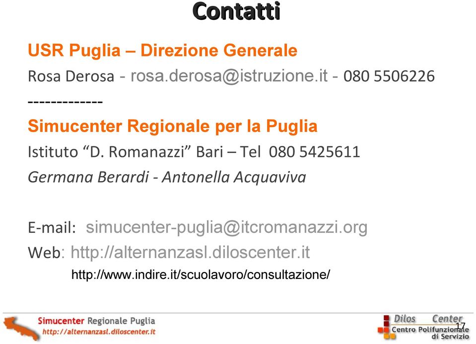 Romanazzi Bari Tel 080 5425611 Germana Berardi - Antonella Acquaviva E-mail: