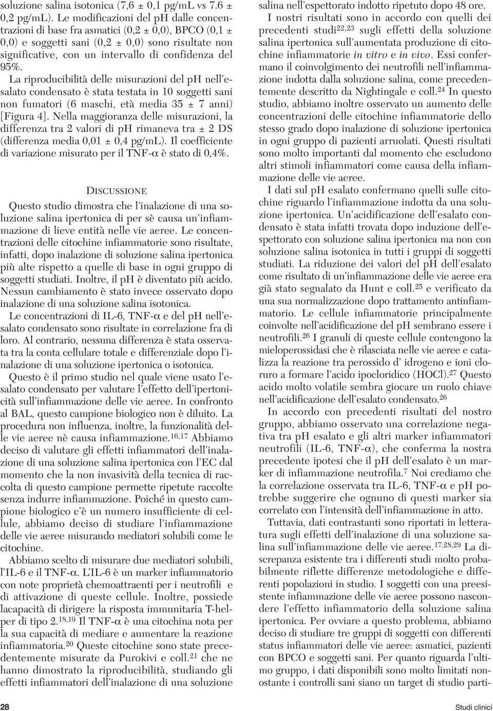 La riproducibilità delle misurazioni del ph nell esalato condensato è stata testata in 10 soggetti sani non fumatori (6 maschi, età media 35 ± 7 anni) [Figura ].