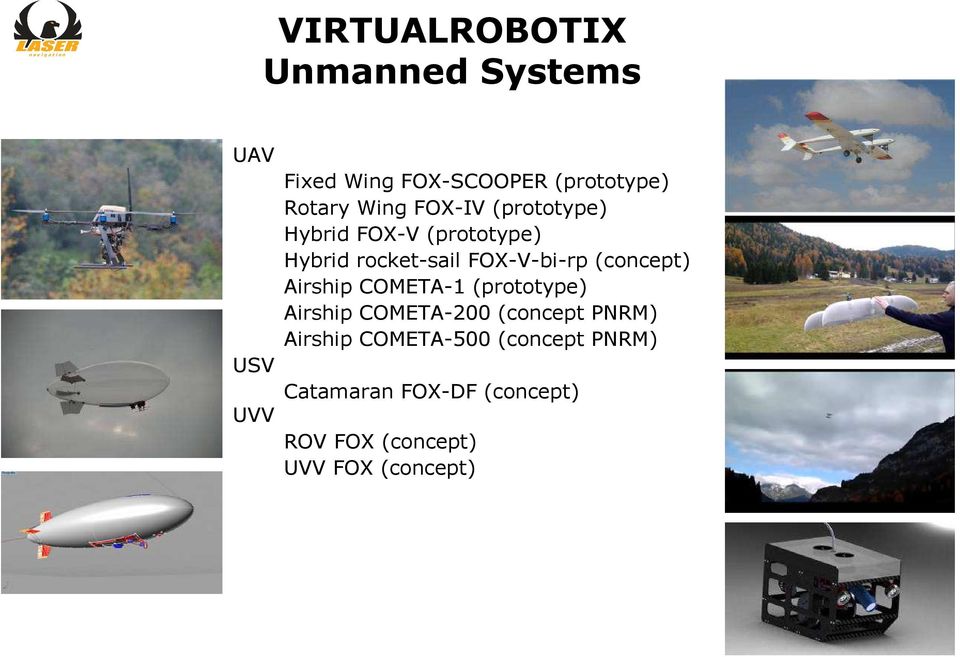 FOX-V-bi-rp (concept) Airship COMETA-1 (prototype) Airship COMETA-200 (concept