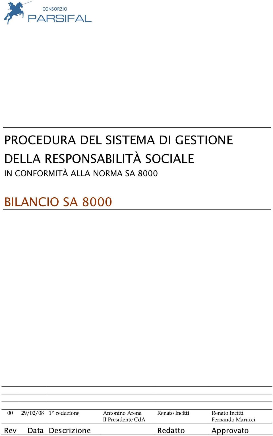 1^ redazione Antonino Arena Il Presidente CdA Renato Incitti