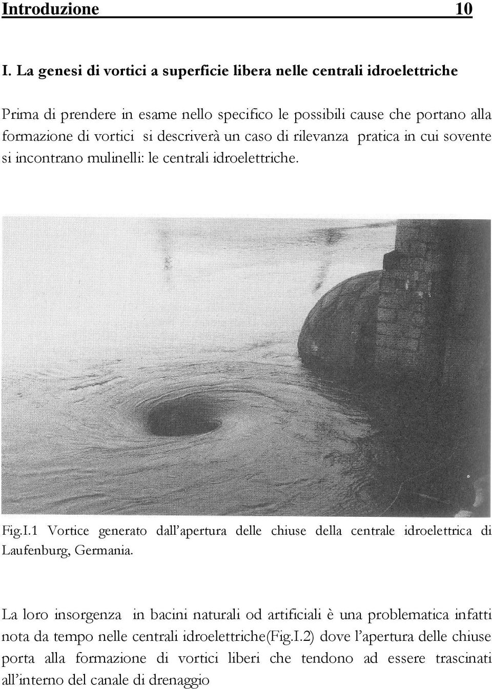 vortici si descriverà un caso di rilevanza pratica in cui sovente si incontrano ulinelli: le centrali idroelettriche. Fig.I.