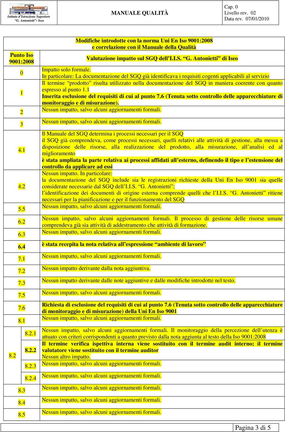 In particolare: La documentazione del SGQ già identificava i requisiti cogenti applicabili al servizio Il termine prodotto risulta utilizzato nella documentazione del SGQ in maniera coerente con