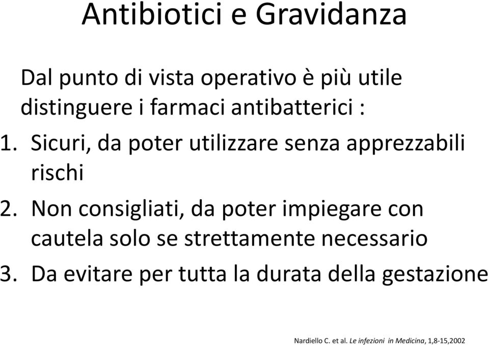 Non consigliati, da poter impiegare con cautela solo se strettamente necessario 3.