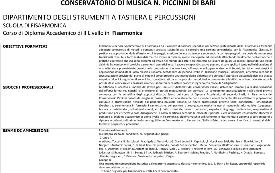 Classica, in particolare:approfondendo la riflessione sul linguaggio musicale del nostro tempo e superando la barriera pregiudiziale posta da conoscenze tradizionali ritenute a torto inalienabili ma