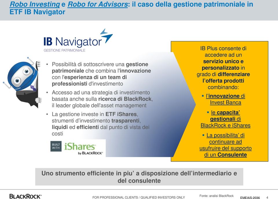 strumenti d investimento trasparenti, liquidi ed efficienti dal punto di vista dei costi IB Plus consente di accedere ad un servizio unico e personalizzato in grado di differenziare l offerta