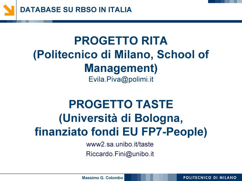 it PROGETTO TASTE (Università di Bologna, finanziato