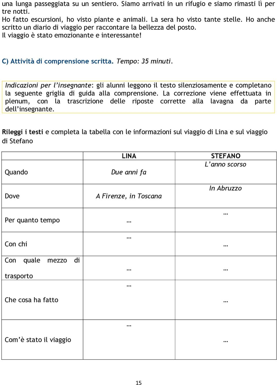 Indicazioni per l insegnante: gli alunni leggono il testo silenziosamente e completano la seguente griglia di guida alla comprensione.