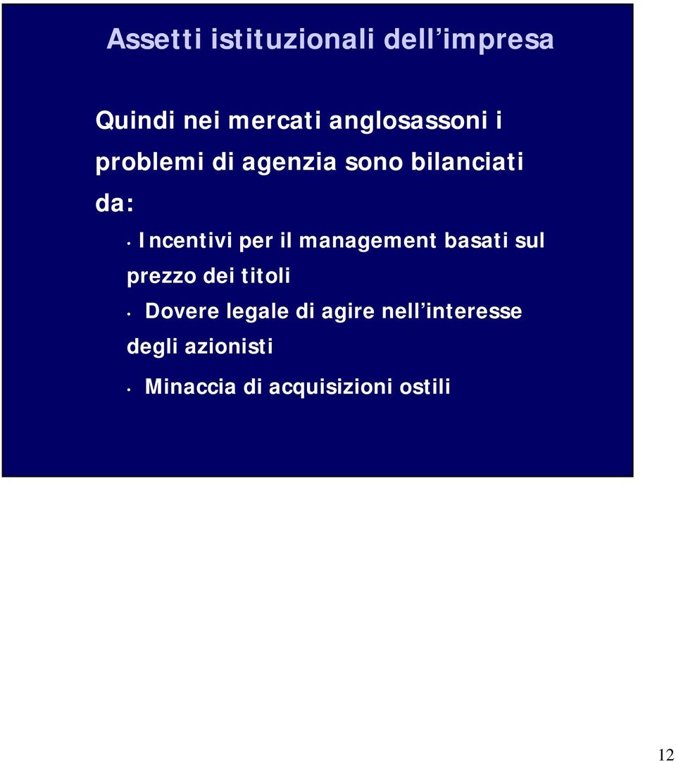 Incentivi per il management basati sul prezzo dei titoli Dovere