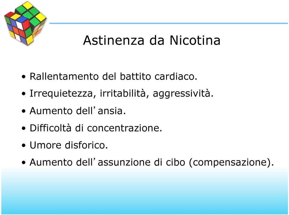 Aumento dell ansia. Difficoltà di concentrazione.