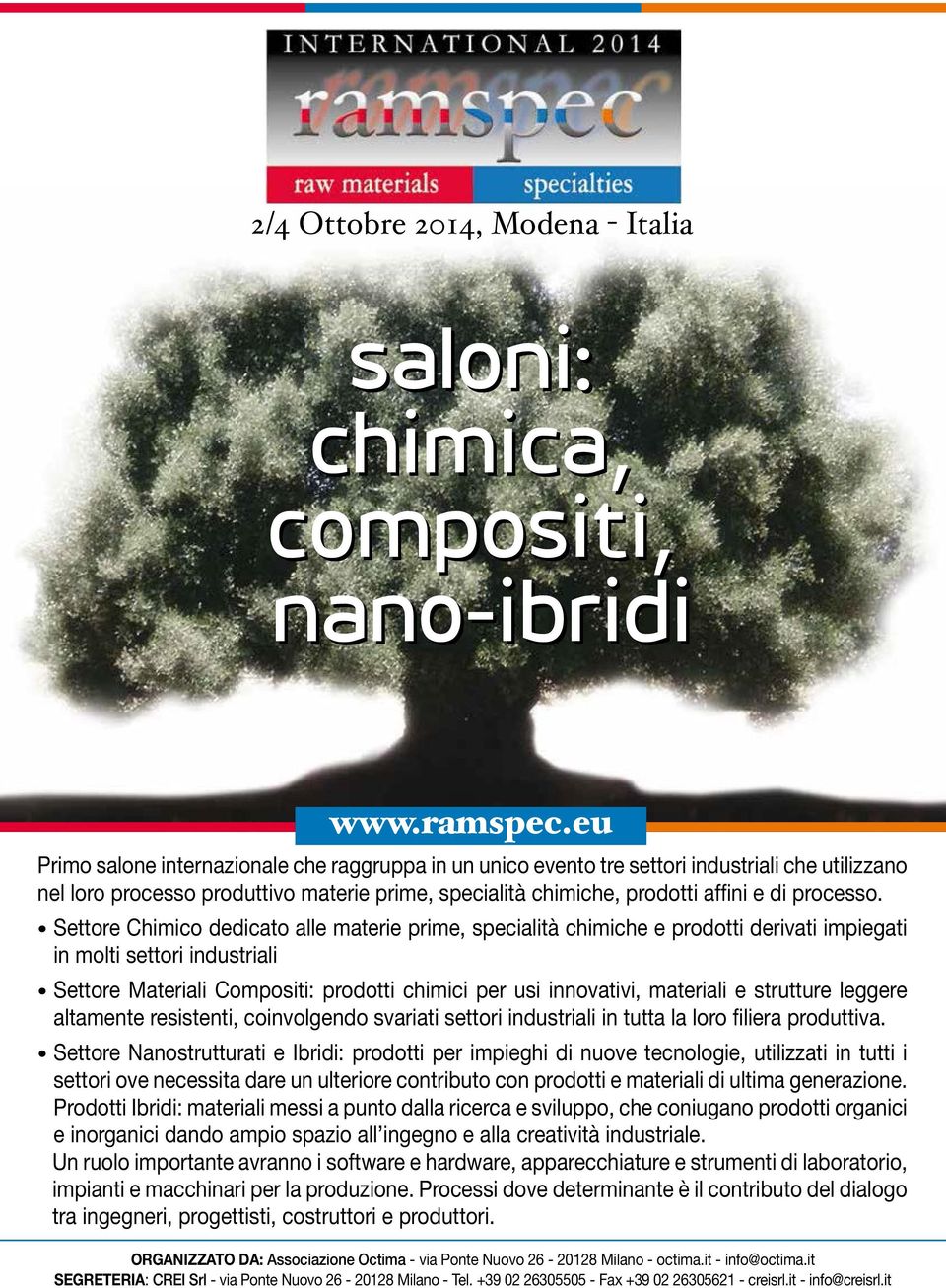 Settore Chimico dedicato alle materie prime, specialità chimiche e prodotti derivati impiegati in molti settori industriali Settore Materiali Compositi: prodotti chimici per usi innovativi, materiali