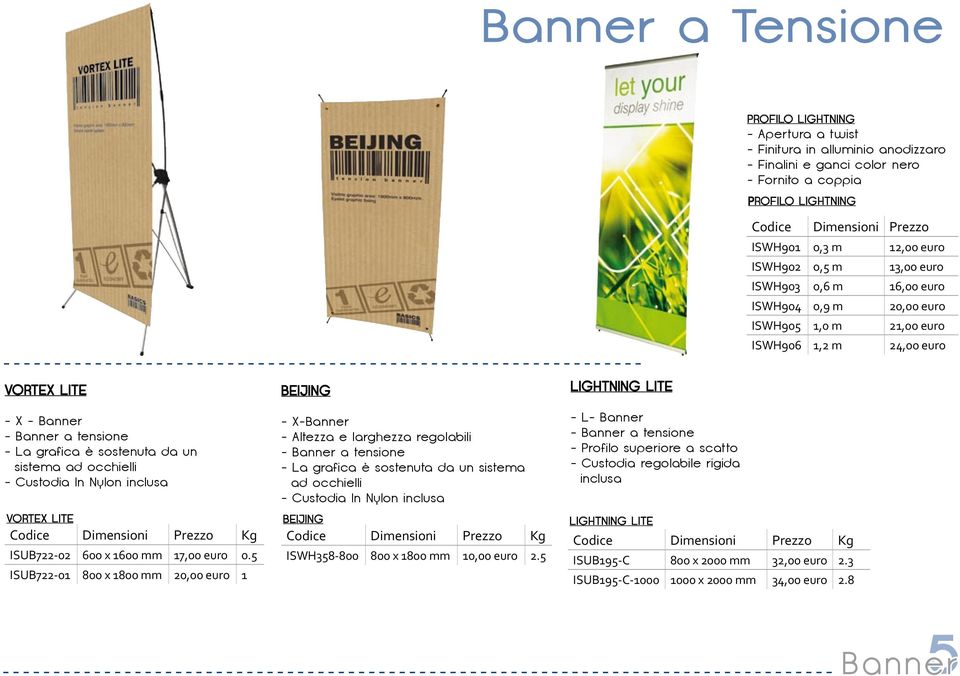 sostenuta da un sistema ad occhielli - Custodia In Nylon inclusa VORTEX LITE Kg ISUB722-02 600 x 1600 mm 17,00 euro 0.