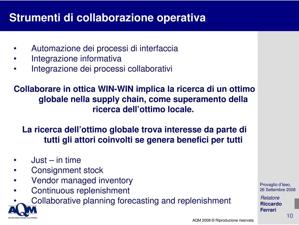 ricerca dell ottimo locale.