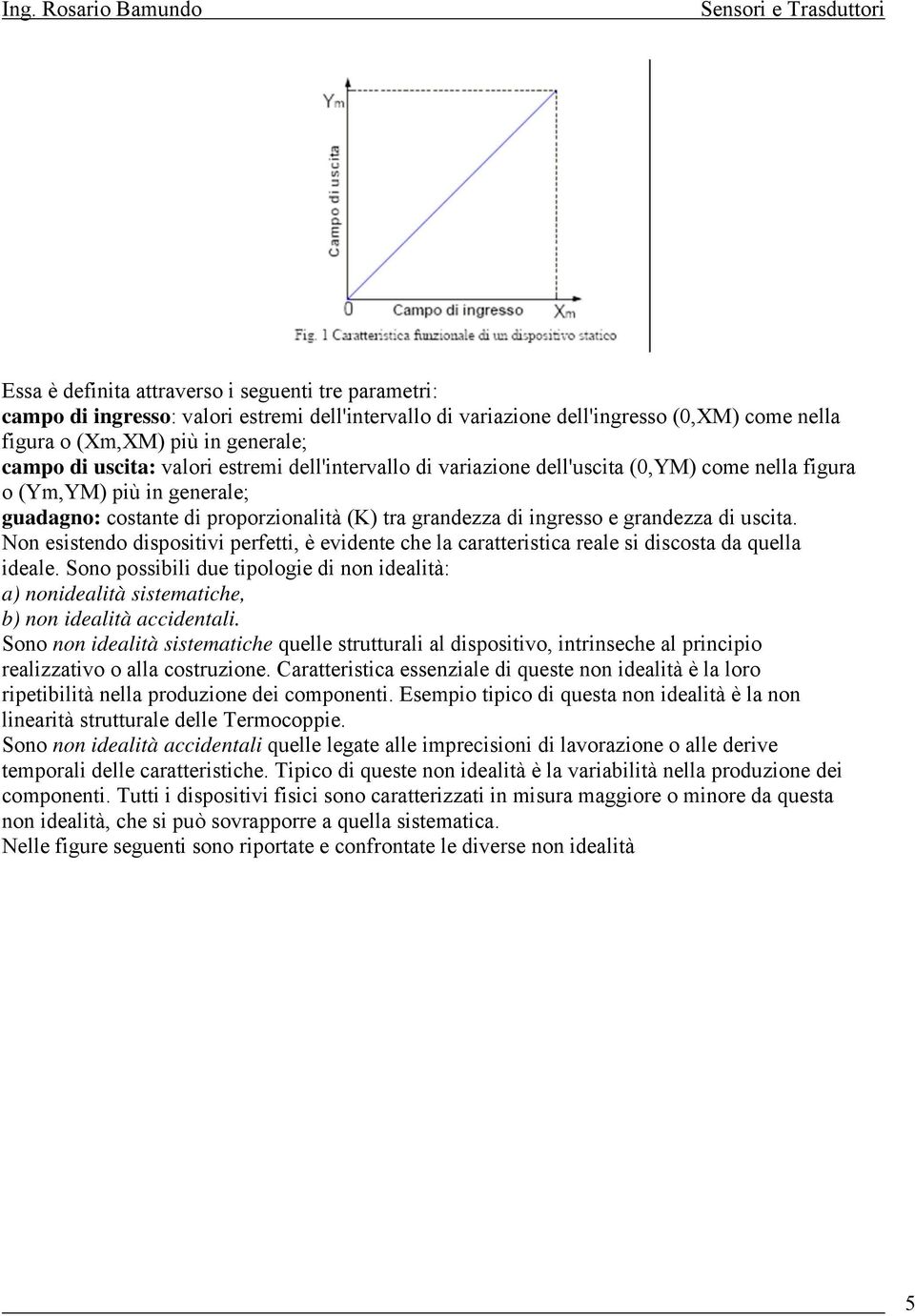 Non esistendo dispositivi perfetti, è evidente che la caratteristica reale si discosta da quella ideale.