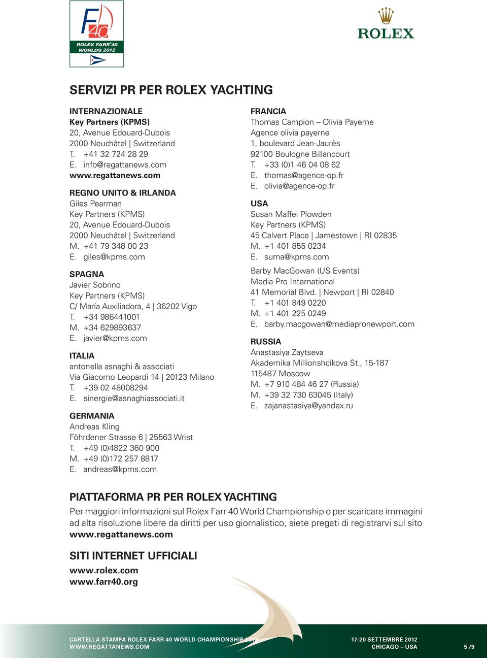 com SPAGNA Javier Sobrino Key Partners (KPMS) C/ María Auxiliadora, 4 36202 Vigo T. +34 986441001 M. +34 629893637 E. javier@kpms.