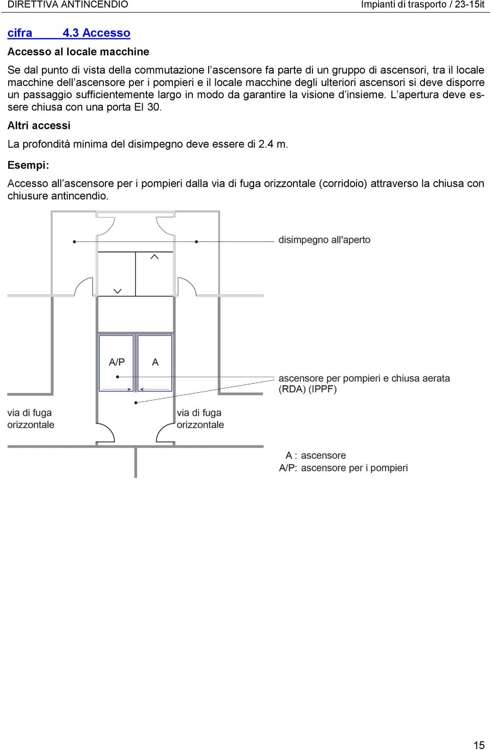 ascensore per i pompieri e il locale macchine degli ulteriori ascensori si deve disporre un passaggio sufficientemente largo in modo da garantire la